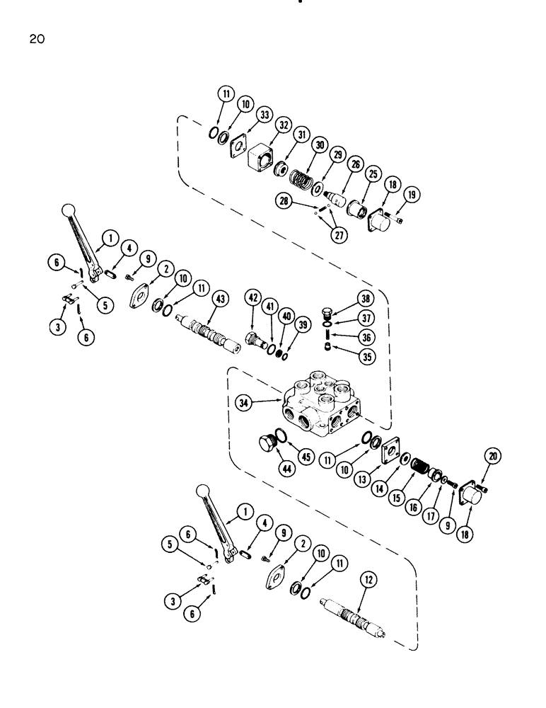 Схема запчастей Case IH 54L - (20) - TWO SPOOL REMOTE VALVE (35) - HYDRAULIC SYSTEMS