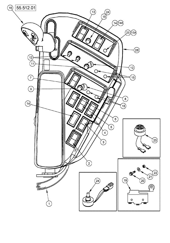 Схема запчастей Case IH 625 - (55.510.02[01]) - HARNESS CONSOLE (55) - ELECTRICAL SYSTEMS