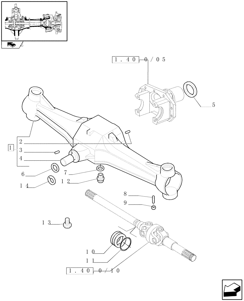 Схема запчастей Case IH FARMALL 60 - (1.40.0/01) - 4WD FRONT AXLE - BOX (04) - FRONT AXLE & STEERING