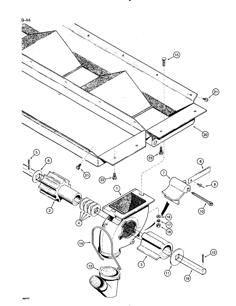 Схема запчастей Case IH 8500 - (9-044) - GRAIN FEED PARTS, UNITS WITH 7 INCH ROW SPACING, 45 FOOT WIDE DRILL (09) - CHASSIS/ATTACHMENTS