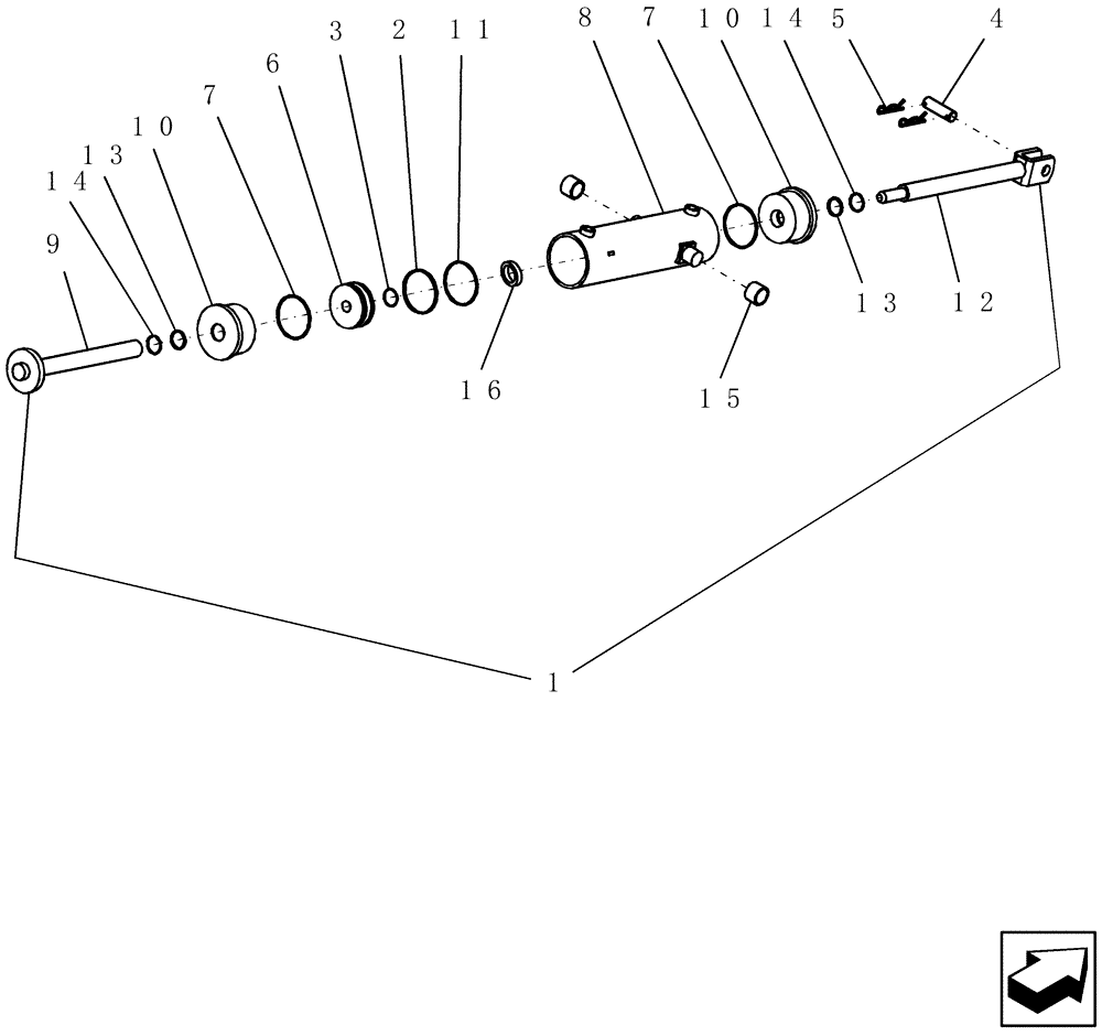 Схема запчастей Case IH SDX30 - (2.031.1) - SUBBAR CYLINDER ASSEMBLY, 87406914, 4.00 INCH BORE X 12 INCH STROKE (07) - HYDRAULICS