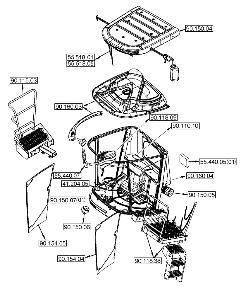 Схема запчастей Case IH 8010 - (90.000.00[01]) - SECTION INDEX - CAB (90) - PLATFORM, CAB, BODYWORK AND DECALS