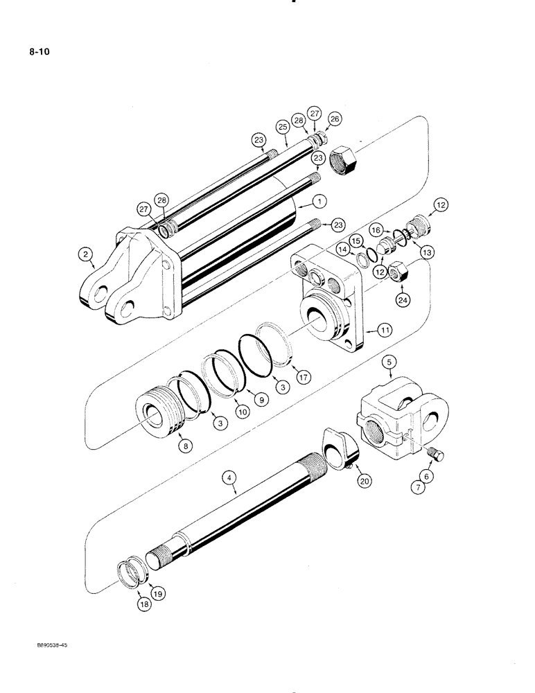 Схема запчастей Case IH 350 - (8-10) - TRANSPORT LIFT CYLINDER -1263474C91 (08) - HYDRAULICS