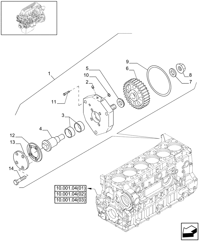 Схема запчастей Case IH 8120 - (10.114.01[02]) - AUX. DRIVE COVER AND GEAR  - 8120/8120(LA) (10) - ENGINE