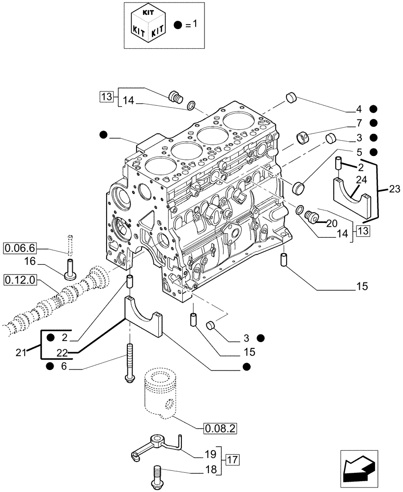 Схема запчастей Case IH P110 - (0.04.0[01]) - CRANKCASE (02) - ENGINE