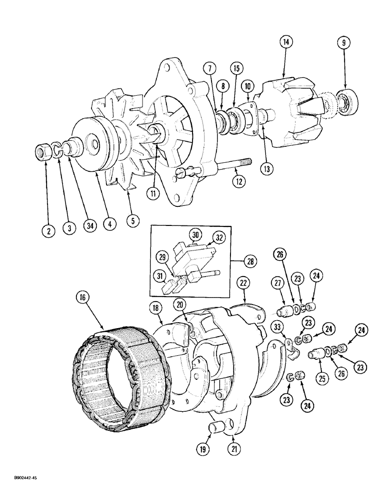 Схема запчастей Case IH 1825 - (4-04) - ALTERNATOR, DIESEL MODELS (04) - ELECTRICAL SYSTEMS