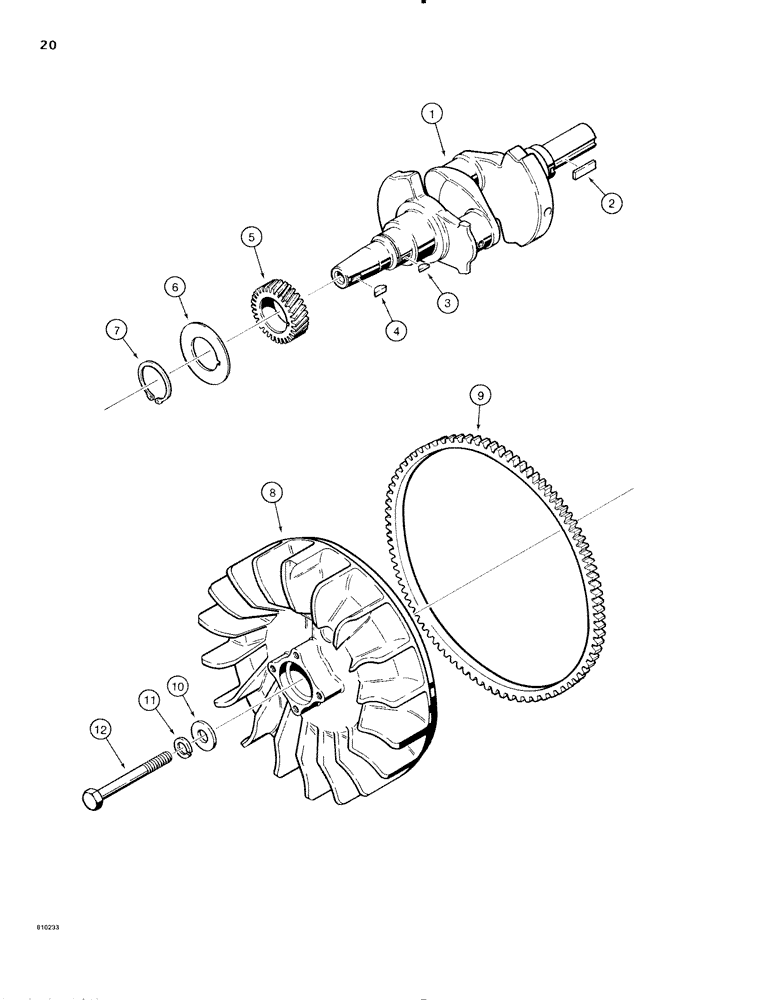 Схема запчастей Case IH 1816C - (020) - ENGINE CRANKSHAFT AND FLYWHEEL (02) - ENGINE