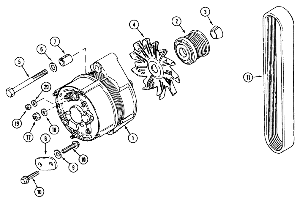 Схема запчастей Case IH SPX3200 - (03-030) - ALTERNATOR PACKAGE (01) - ENGINE