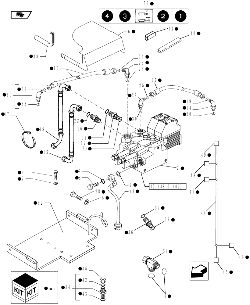 Схема запчастей Case IH MAGNUM 190 - (35.138.02) - DIA KIT, ELECTRONIC MID MOUNTED VALVES (35) - HYDRAULIC SYSTEMS