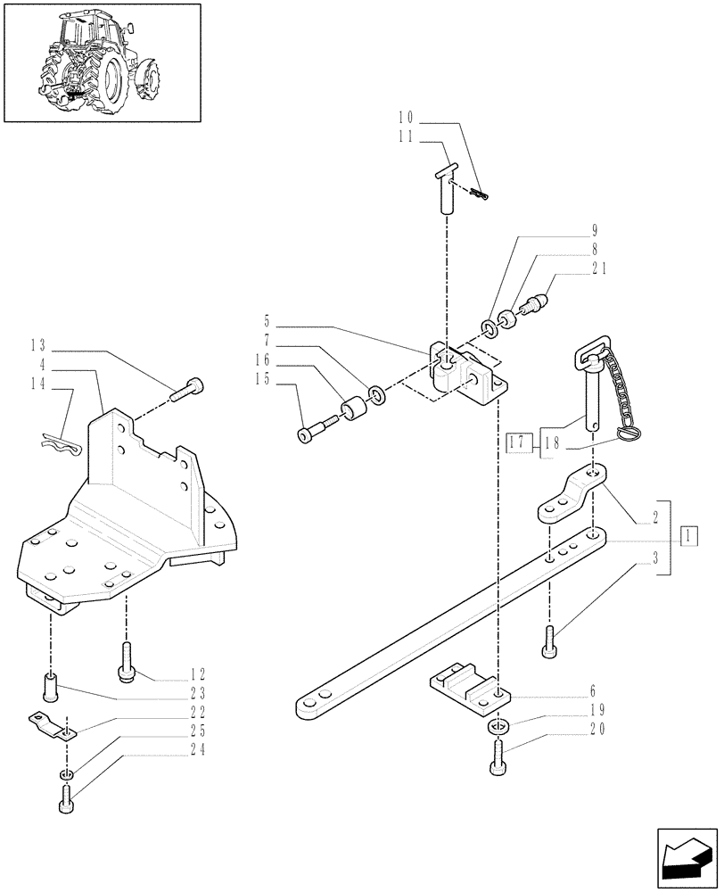 Схема запчастей Case IH MXU110 - (1.89.0/01) - (VAR.910) TOW-BAR WITH ROLLERS (09) - IMPLEMENT LIFT