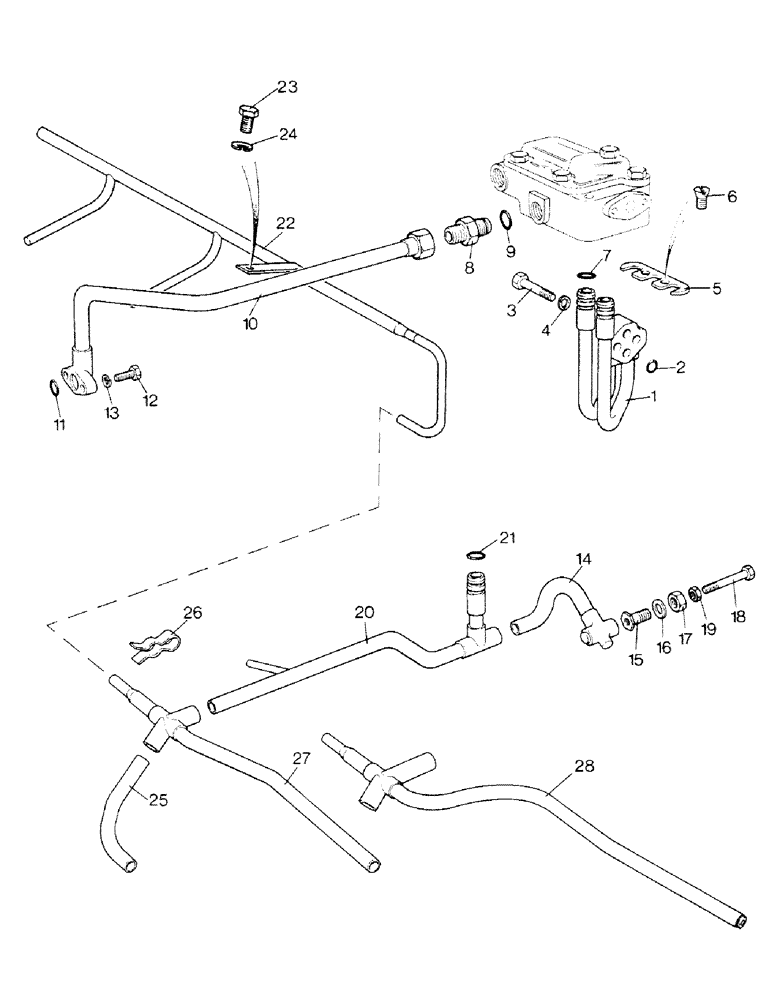 Схема запчастей Case IH 1390 - (K-08) - HYDRAULIC TUBES, REAR AXLE, 1390 TRACTOR (07) - HYDRAULICS