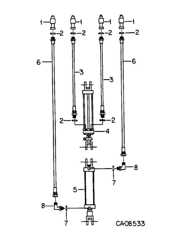 Схема запчастей Case IH 6500 - (B-14) - HYDRAULIC CYLINDERS AND CONNECTIONS 