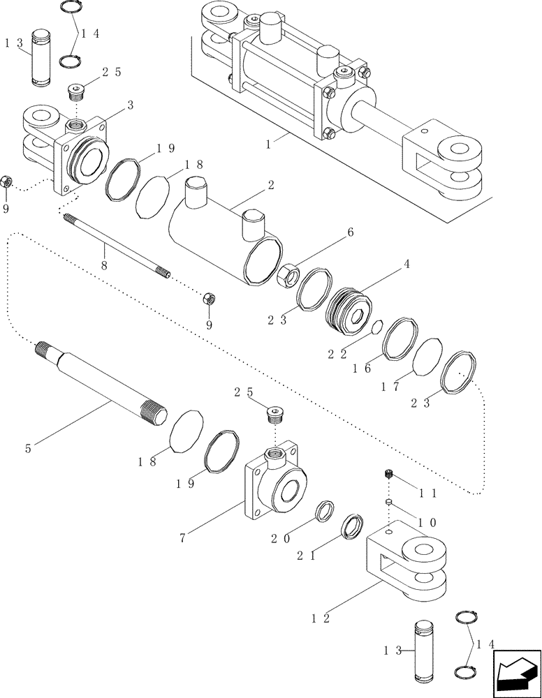 Схема запчастей Case IH 2588 - (35.410.05) - CYLINDER ASSY - FIELD TRACKER, TILT (35) - HYDRAULIC SYSTEMS