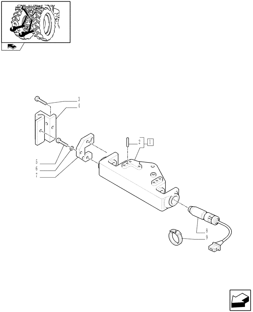 Схема запчастей Case IH FARMALL 95U - (1.89.6/03[03]) - THREE POINT HITCH FOR EDC - TOOLING CONNECTION UNIT - W/CAB (VAR.331902-331922) (09) - IMPLEMENT LIFT