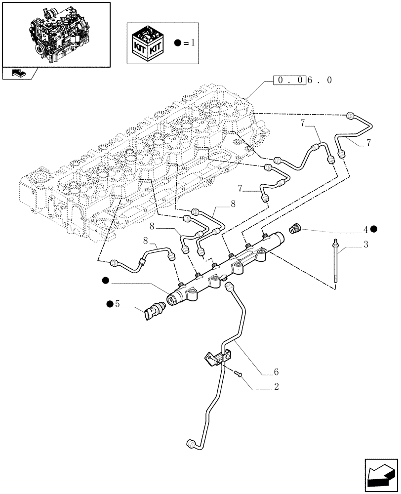 Схема запчастей Case IH PUMA 210 - (0.14.9) - INJECTION EQUIPMENT - PIPING (01) - ENGINE