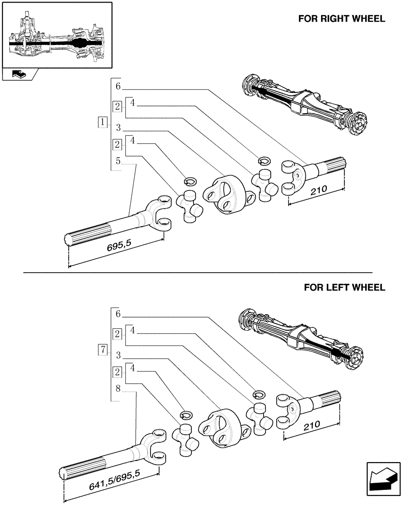 Схема запчастей Case IH FARMALL 105U - (1.40.1/10A) - FRONT AXLE WITH DIFFERENTIAL LOCK - DIFFERENTIAL SHAFT - BREAKDOWN (04) - FRONT AXLE & STEERING