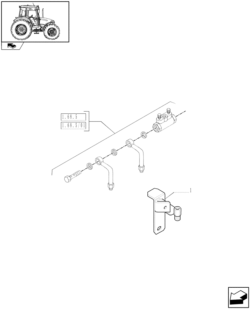 Схема запчастей Case IH FARMALL 80 - (1.68.5/03) - 20X12 (40KM/H) TRANSMISSION W/FRONT BRAKE & LIMITED SLIP - HOSE FIXING BRACKET (VAR.335115-743904) (05) - REAR AXLE