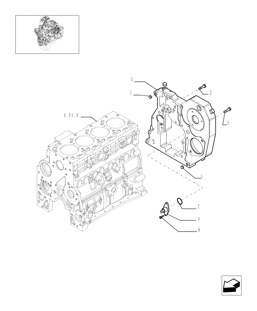 Схема запчастей Case IH F4BE0484C D601 - (0.04.3[01]) - CRANKCASE COVERS 