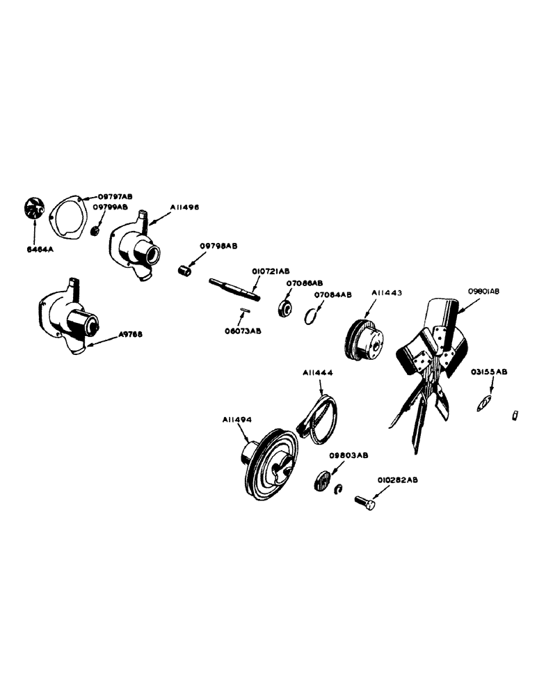 Схема запчастей Case IH 800 - (089) - FAN AND WATER PUMP (04) - ELECTRICAL SYSTEMS