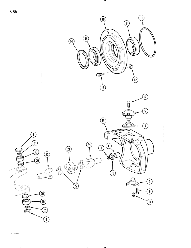 Схема запчастей Case IH 695 - (5-58) - MECHANICAL FRONT DRIVE ZF, STEERING KNUCKLE APL-330 AXLE (05) - STEERING