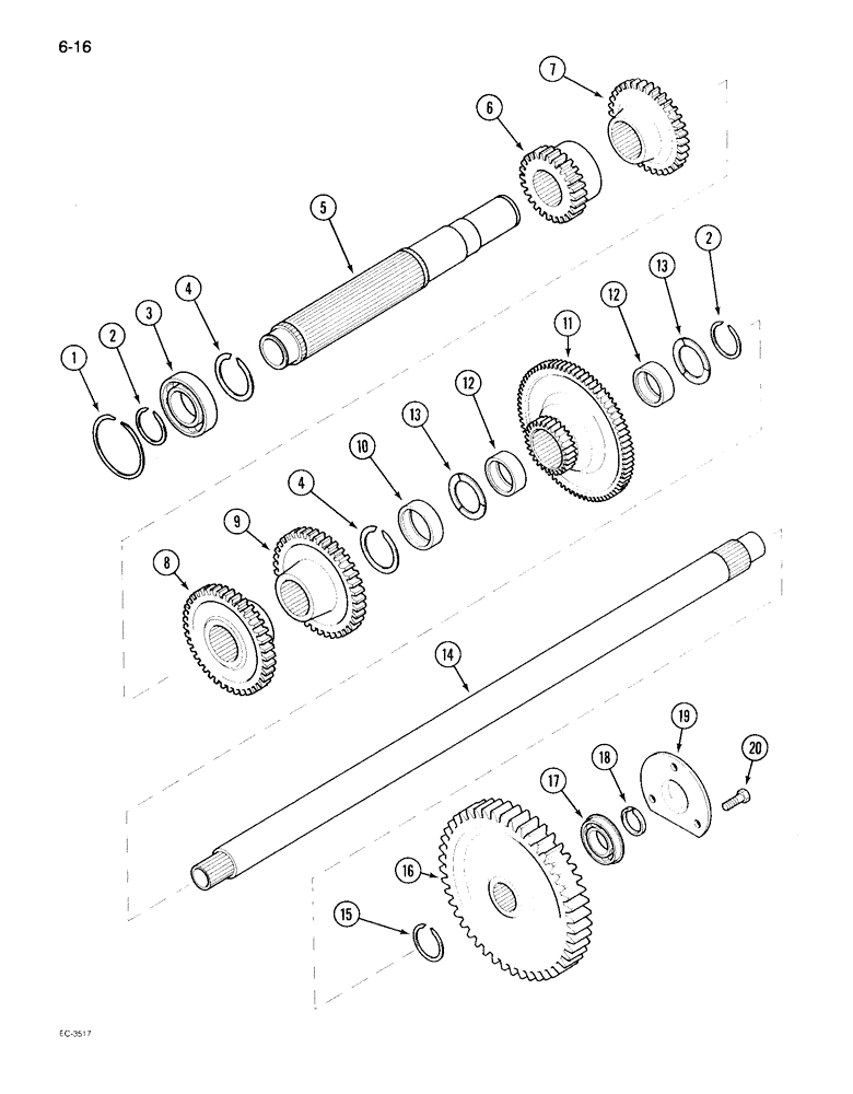 Схема запчастей Case IH 895 - (6-016) - SPEED TRANSMISSION COUNTERSHAFT, WITH CREEPER (06) - POWER TRAIN