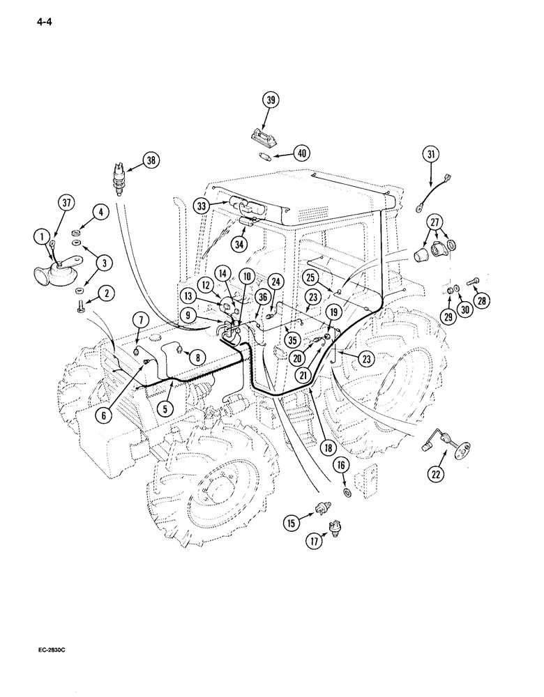 Схема запчастей Case IH 995 - (4-04) - CHASSIS HARNESS AND SWITCHES, TRACTOR WITH CAB (04) - ELECTRICAL SYSTEMS