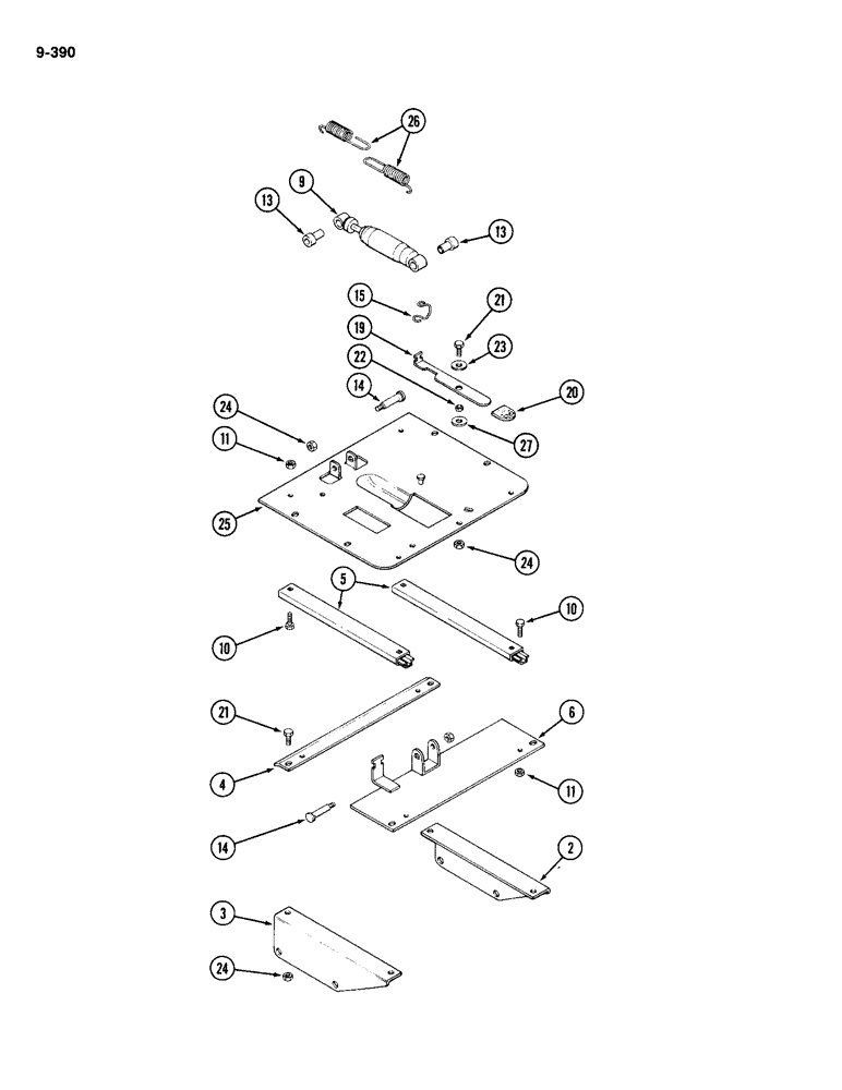 Схема запчастей Case IH 2094 - (9-390) - CLOTH SEAT, WITH ISOLATOR ATTACHMENT (09) - CHASSIS/ATTACHMENTS