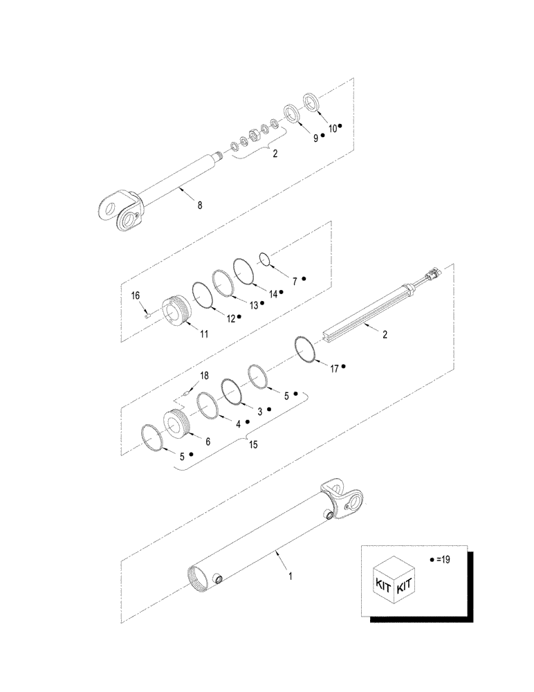 Схема запчастей Case IH STX325 - (05-11) - CYLINDER ASSY - ARTICULATION, WITH SENSOR (05) - STEERING