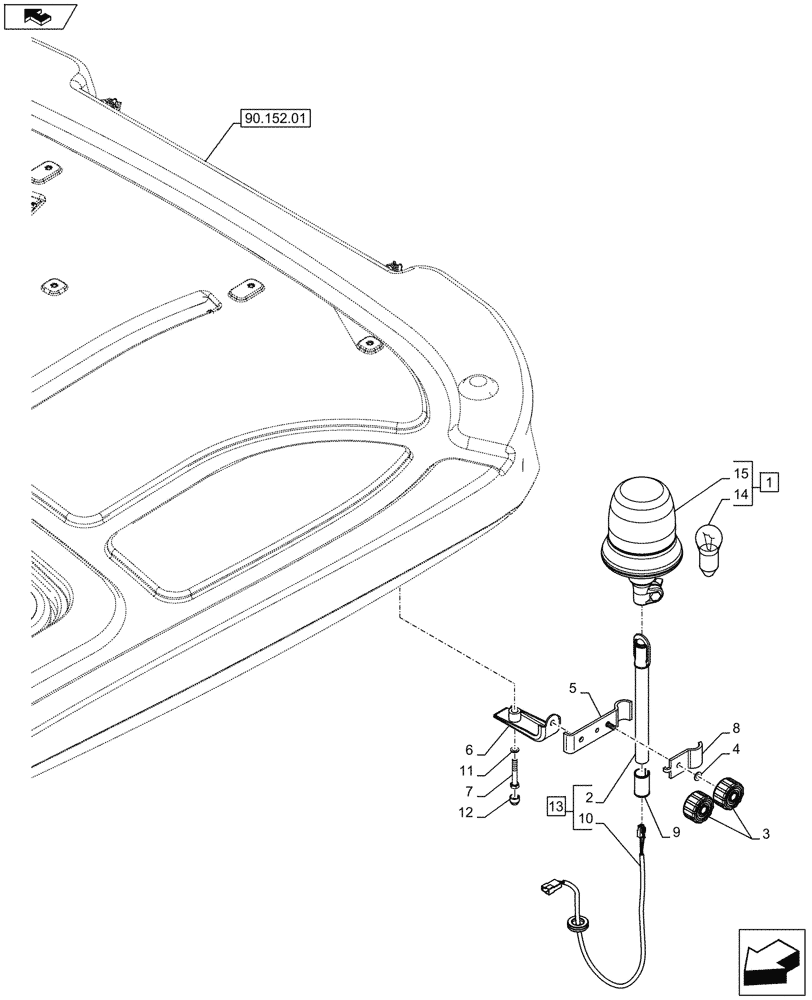 Схема запчастей Case IH FARMALL 75C - (55.514.01[01]) - 1 ROTARY BEACON - ISO - W/ CAB (VAR.331916-334916 / 743586) - END YR 03-NOV-2015 (55) - ELECTRICAL SYSTEMS