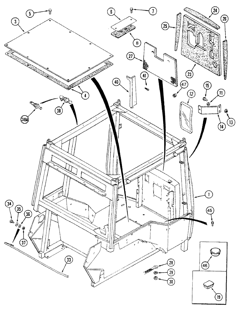 Схема запчастей Case IH 7220 - (9-104) - CAB FRAME (09) - CHASSIS/ATTACHMENTS