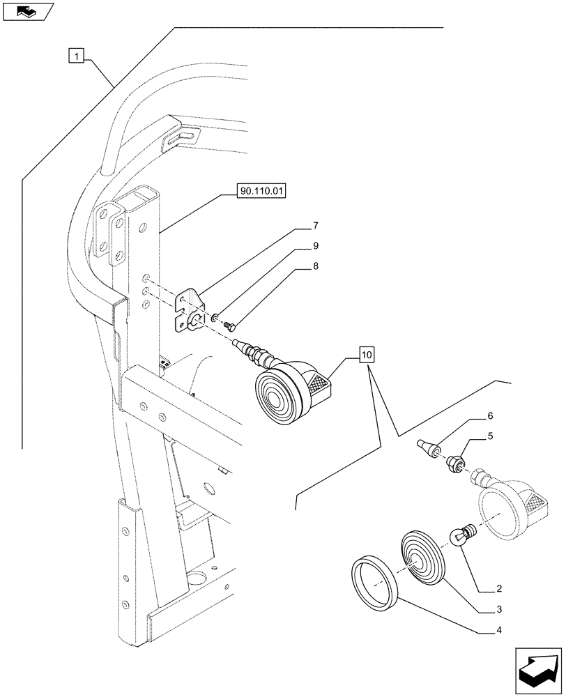 Схема запчастей Case IH FARMALL 65C - (88.055.05) - DIA KIT - 1 WORK LIGHT - L/CAB (88) - ACCESSORIES