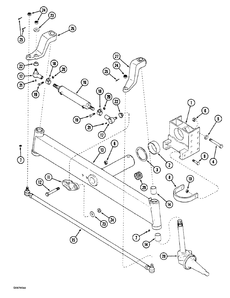 Схема запчастей Case IH 1660 - (5-16) - STEERING AXLE, NON-ADJUSTABLE AXLE (04) - STEERING