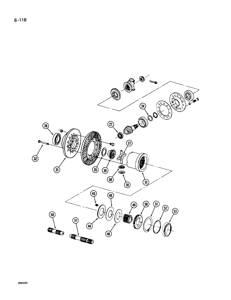 Схема запчастей Case IH 9250 - (6-116) - BAR AXLE, DIFFERENTIAL WITH AND WITHOUT LIMITED SLIP (CONTD) (06) - POWER TRAIN