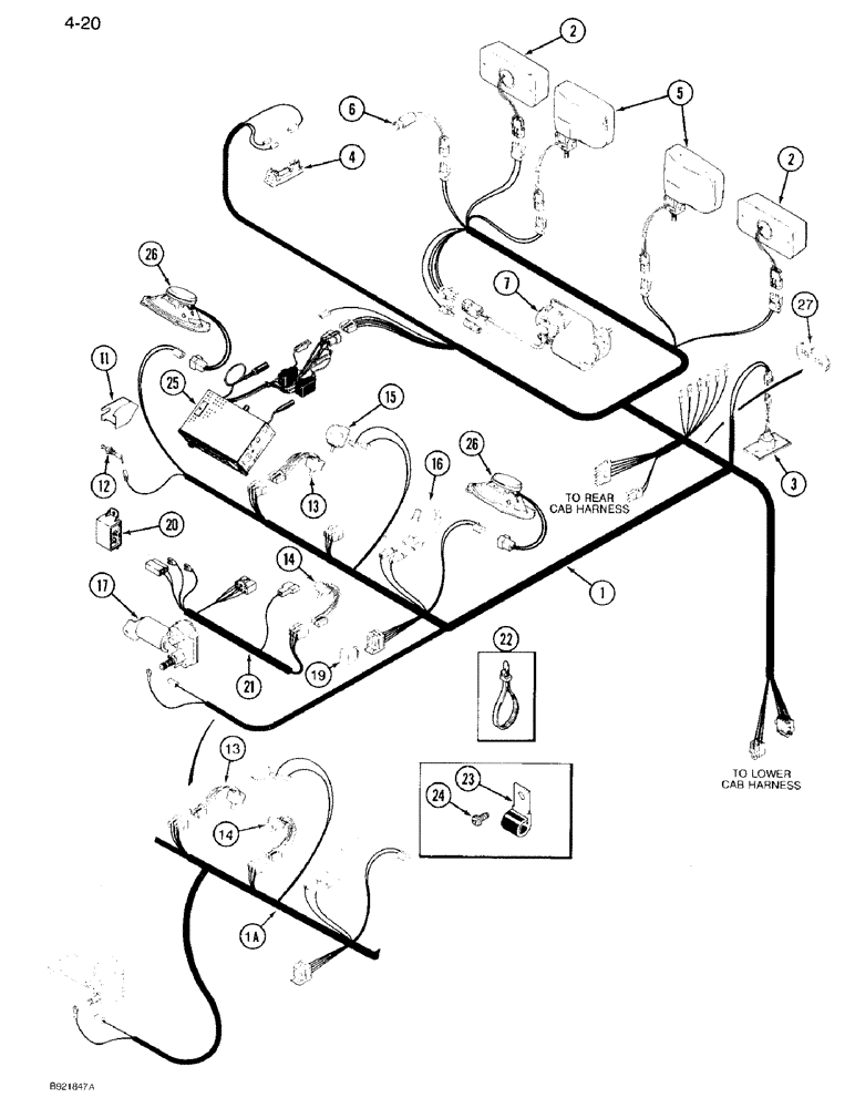 Схема запчастей Case IH 7120 - (4-20) - CAB HEADLINER HARNESS (04) - ELECTRICAL SYSTEMS