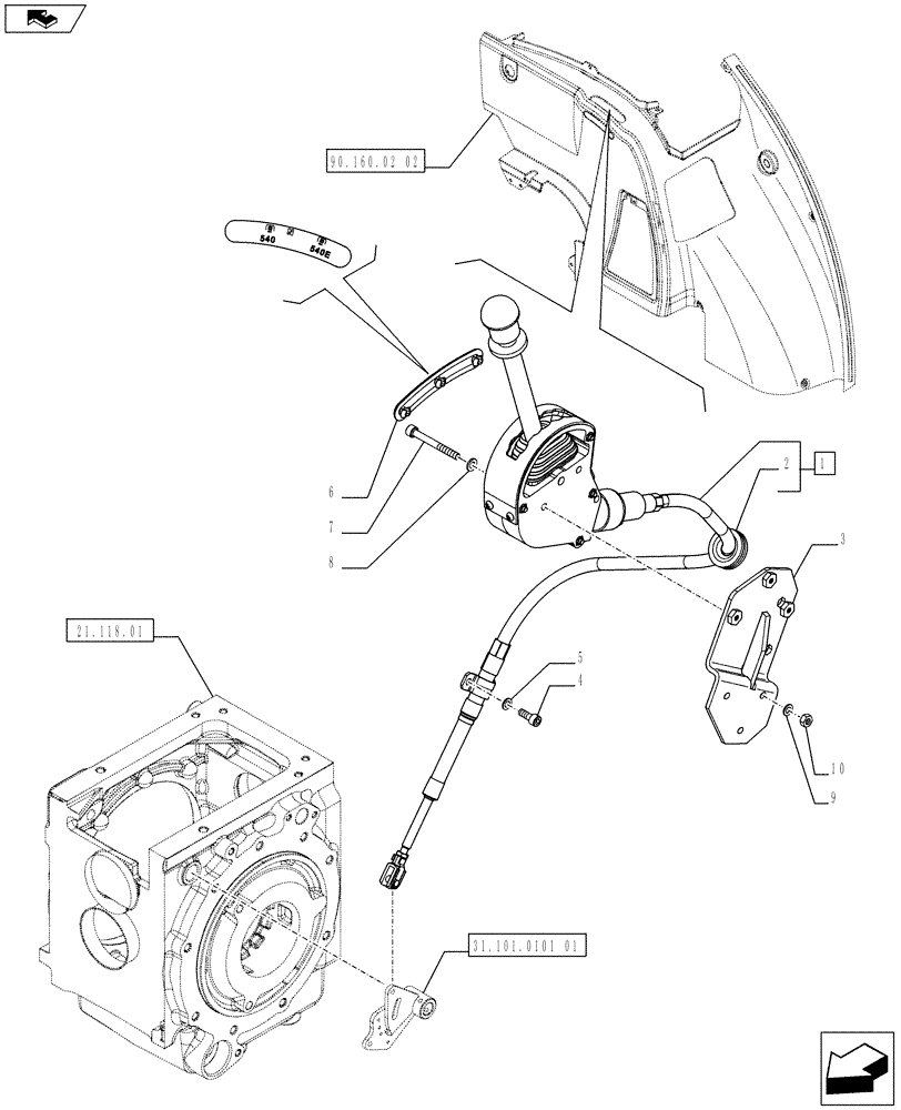 Схема запчастей Case IH FARMALL 65C - (31.101.02) - ON BOARD PTO CONTROL LEVER - PTO CONTROLS - W/CAB (VAR.330838-332838 / 743567) (31) - IMPLEMENT POWER TAKE OFF