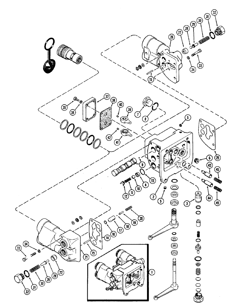 Схема запчастей Case IH 2470 - (354) - A77072 REMOTE HYDRAULIC VALVE, WITH RELIEF VALVE AND COUPLERS PRIOR TO P.I.N. 8763920 (08) - HYDRAULICS