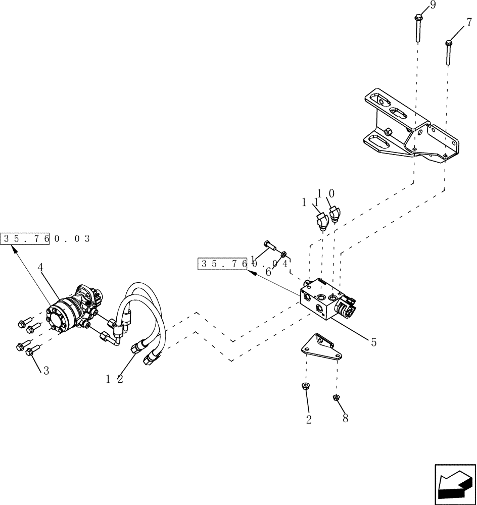 Схема запчастей Case IH 5130 - (35.760.01) - HYDRAULICS - FEEDER REVERSER (35) - HYDRAULIC SYSTEMS