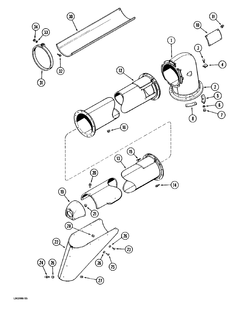 Схема запчастей Case IH 1670 - (9E-22) - UNLOADER UPPER TUBE (17) - GRAIN TANK & UNLOADER