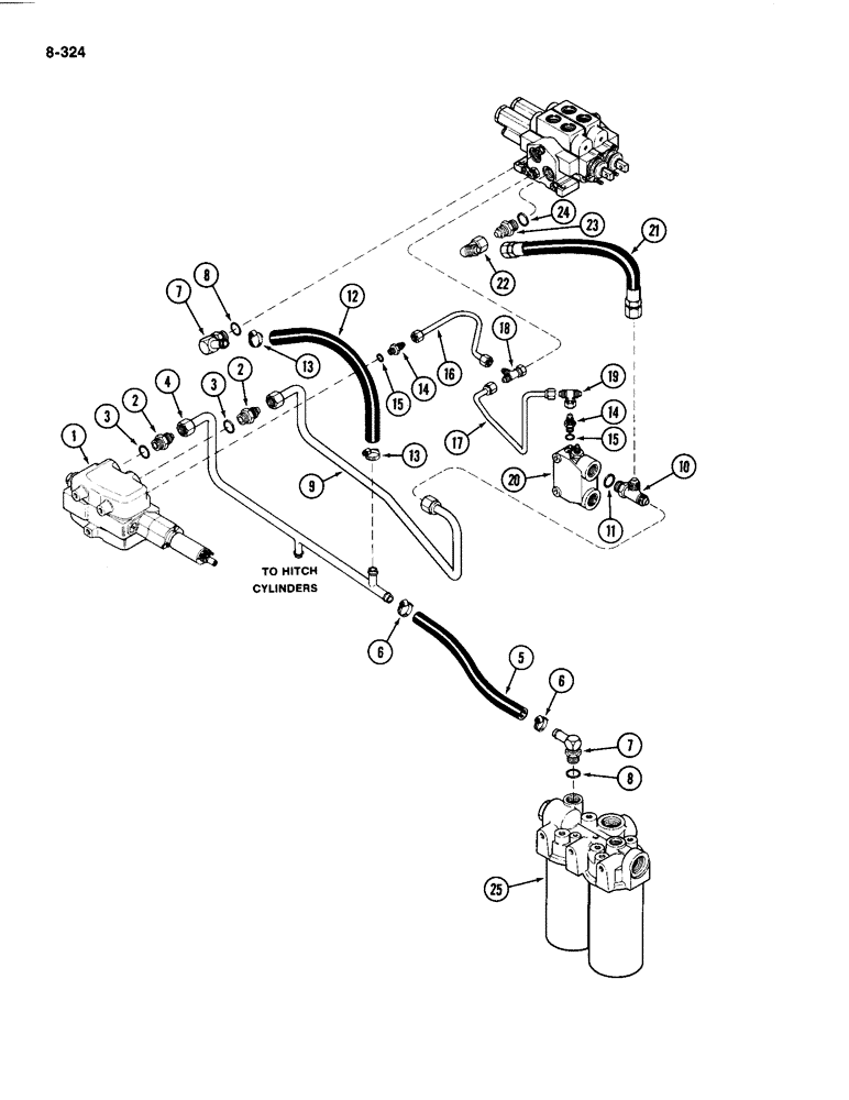 Схема запчастей Case IH 4494 - (8-324) - REMOTE HYDRAULIC SYSTEM, PRIOR TO P.I.N. 8865595 (08) - HYDRAULICS