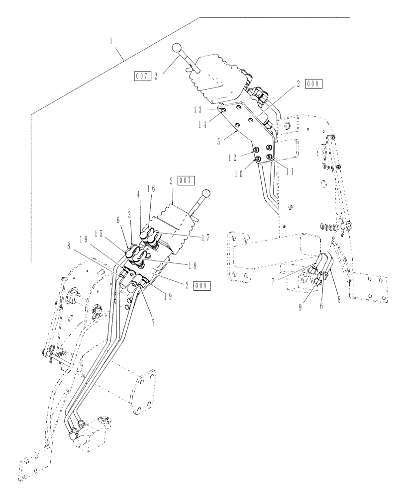 Схема запчастей Case IH LX330 - (006) - MID-MOUNT HYDRAULIC CONTROL VALVE KIT (35) - HYDRAULIC SYSTEMS