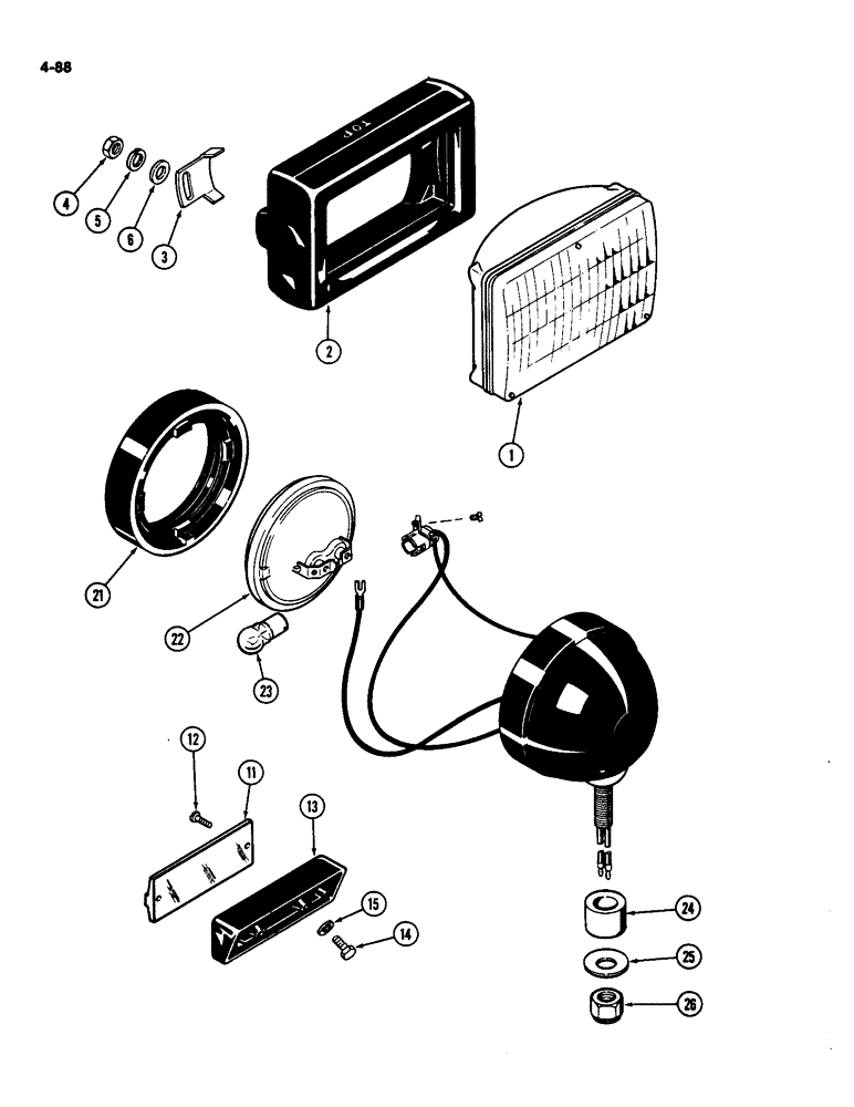 Схема запчастей Case IH 4490 - (4-088) - HEAD LAMP (04) - ELECTRICAL SYSTEMS