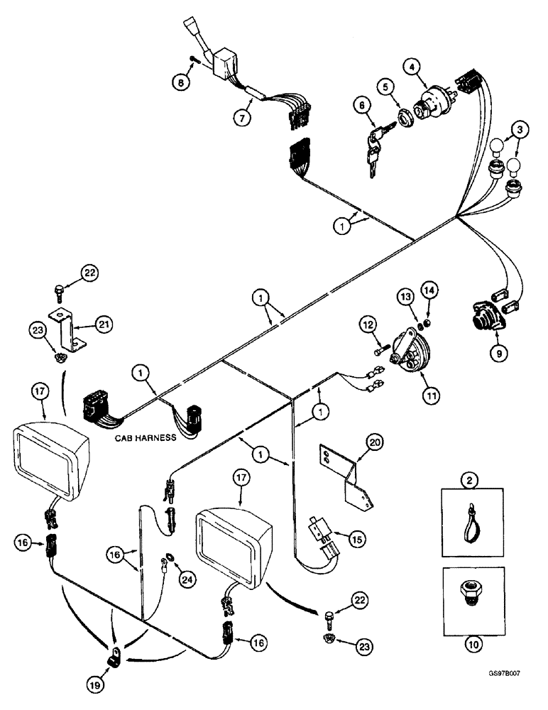 Схема запчастей Case IH 2144 - (4-08) - STEERING CONSOLE AND PLATFORM HARNESSES (06) - ELECTRICAL