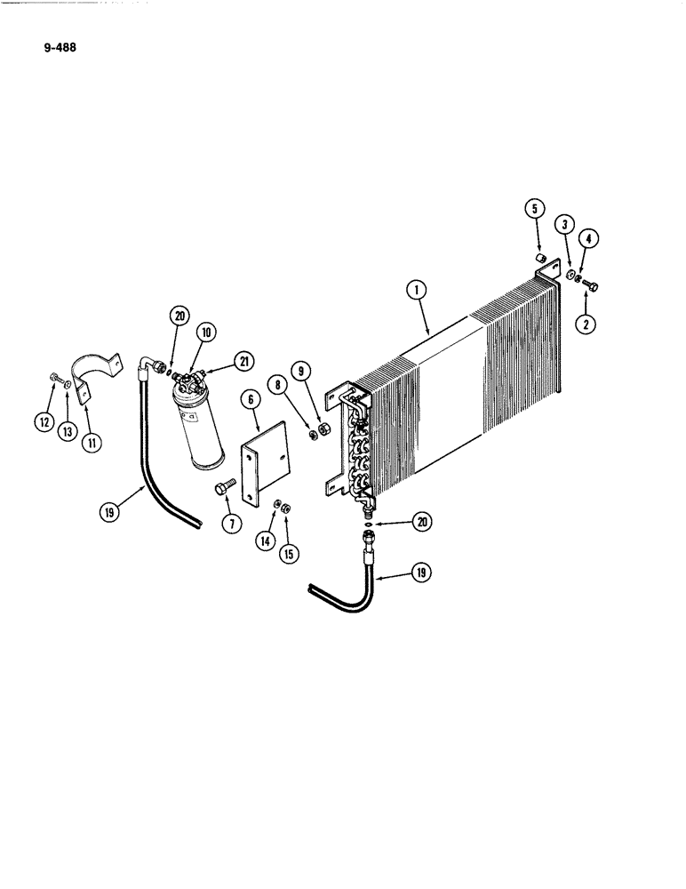 Схема запчастей Case IH 4494 - (9-488) - AIR CONDITIONING, CONDENSER AND RECEIVER-DRIER MOUNTING (09) - CHASSIS/ATTACHMENTS