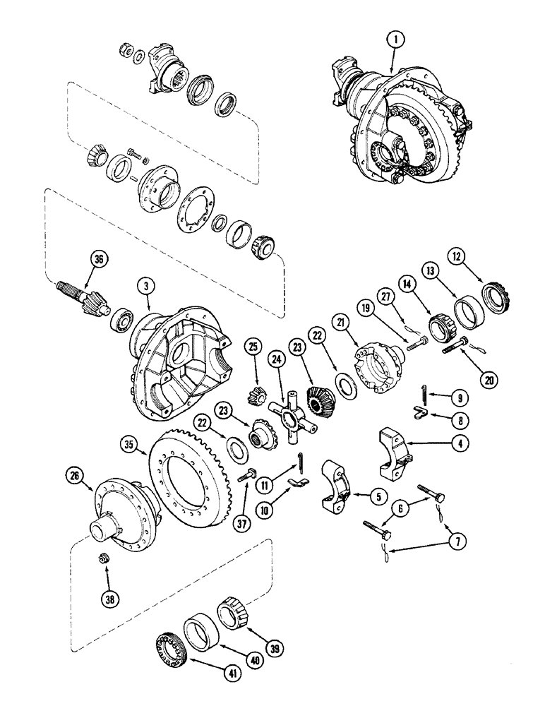 Схема запчастей Case IH 4690 - (6-188) - FRONT AXLE DIFFERENTIAL AND CARRIER (06) - POWER TRAIN