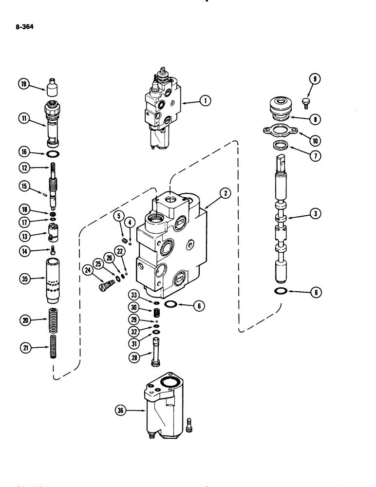 Схема запчастей Case IH 2294 - (8-364) - REMOTE VALVE BODY ASSEMBLY, ADD ON FOR THIRD OR FOURTH CIRCUIT (08) - HYDRAULICS