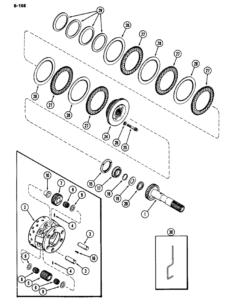 Схема запчастей Case IH 4490 - (6-168) - TRANSMISSION CLUTCH ASSEMBLY, (C2) CLUTCH AND PLANETARY (06) - POWER TRAIN