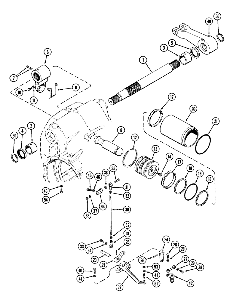 Схема запчастей Case IH 2096 - (8-322) - HITCH ROCKSHAFT AND PISTON (08) - HYDRAULICS