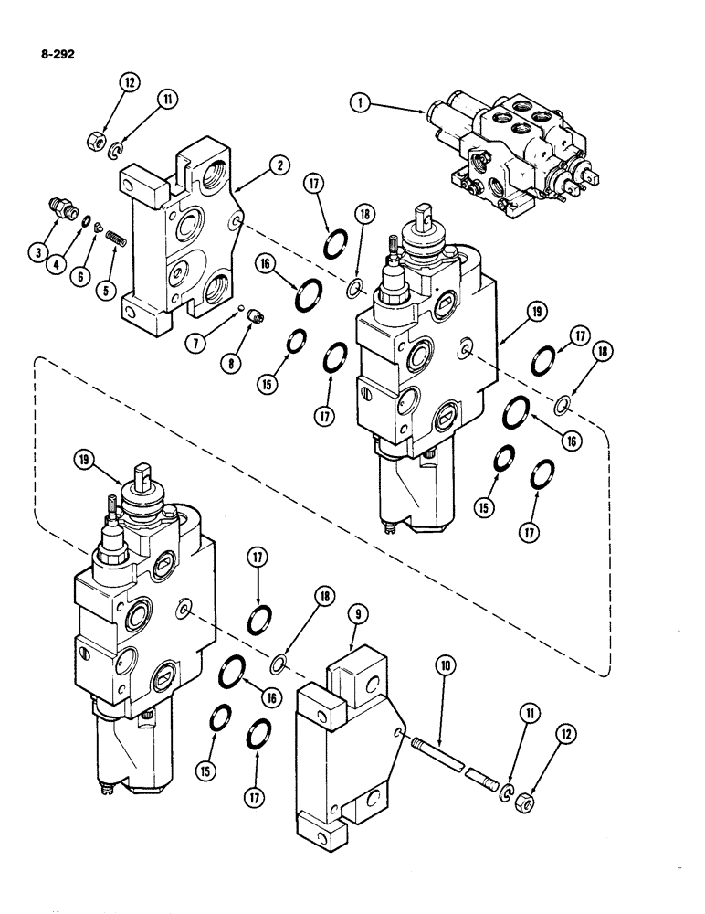 Схема запчастей Case IH 4490 - (8-292) - REMOTE HYDRAULIC VALVE ASSEMBLY, TWO CIRCUIT SYSTEM (08) - HYDRAULICS