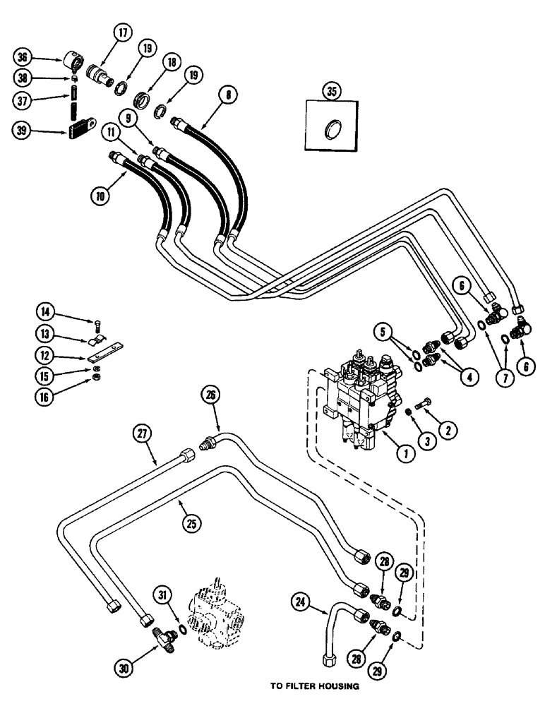 Схема запчастей Case IH 3294 - (8-296) - REMOTE HYDRAULICS, VALVE, HOSES AND COUPLINGS, 2 CIRCUIT SYSTEM WITH LOAD CHECK (08) - HYDRAULICS