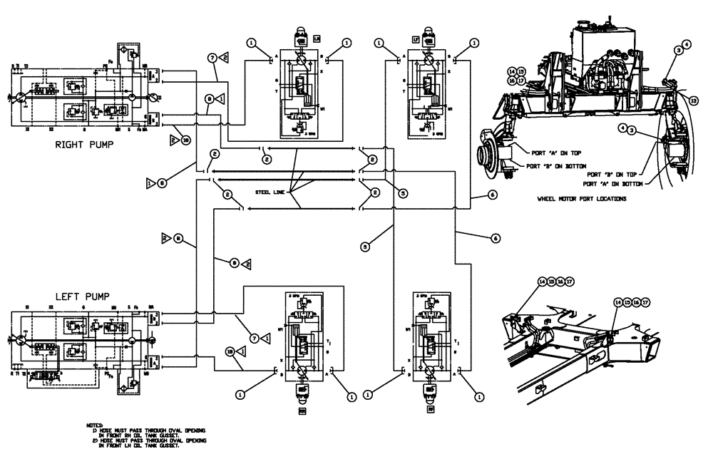 Схема запчастей Case IH SPX3320 - (06-018) - HYDRAULIC DRIVE LOOP GROUP Hydraulic Plumbing